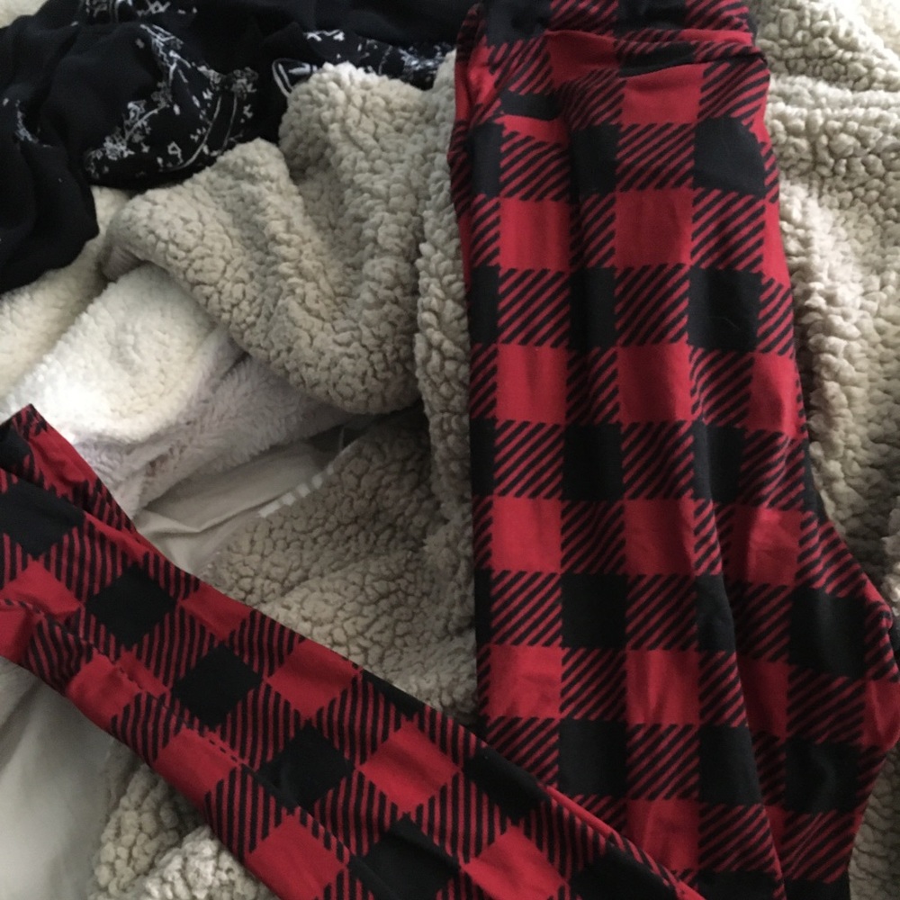 Red and black plaid leggings